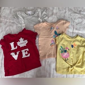 🌻3/25$ Set of 4 baby girl t-shirts - 12 months Carters